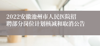 2022安徽池州市人民医院招聘部分岗位计划核减和取消公告