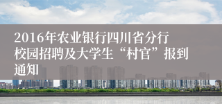 2016年农业银行四川省分行校园招聘及大学生“村官”报到通知