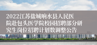 2022江苏盐城响水县人民医院赴包头医学院校园招聘部分研究生岗位招聘计划数调整公告