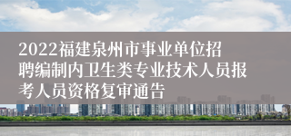 2022福建泉州市事业单位招聘编制内卫生类专业技术人员报考人员资格复审通告