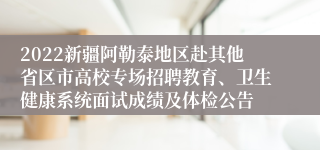 2022新疆阿勒泰地区赴其他省区市高校专场招聘教育、卫生健康系统面试成绩及体检公告