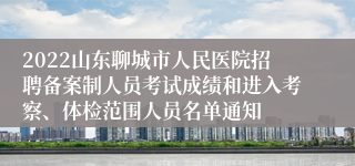 2022山东聊城市人民医院招聘备案制人员考试成绩和进入考察、体检范围人员名单通知