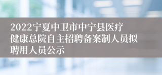 2022宁夏中卫市中宁县医疗健康总院自主招聘备案制人员拟聘用人员公示