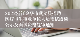 2022浙江金华市武义县招聘医疗卫生事业单位人员笔试成绩公示及面试资格复审通知