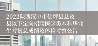 2022陕西汉中市佛坪县县及县以下定向招聘医学类本科毕业生考试总成绩及体检考察公告