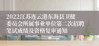 2022江苏连云港东海县卫健委员会所属事业单位第二次招聘笔试成绩及资格复审通知