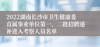 2022湖南长沙市卫生健康委直属事业单位第一、二批招聘递补进入考察人员名单