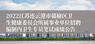 2022江苏连云港市赣榆区卫生健康委员会所属事业单位招聘编制内卫生专员笔试成绩公告