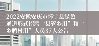 2022安徽安庆市怀宁县绿色通道形式招聘“县管乡用”和“乡聘村用”人员37人公告