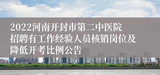 2022河南开封市第二中医院招聘有工作经验人员核销岗位及降低开考比例公告