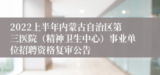 2022上半年内蒙古自治区第三医院（精神卫生中心）事业单位招聘资格复审公告