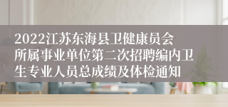 2022江苏东海县卫健康员会所属事业单位第二次招聘编内卫生专业人员总成绩及体检通知