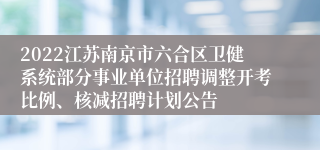 2022江苏南京市六合区卫健系统部分事业单位招聘调整开考比例、核减招聘计划公告