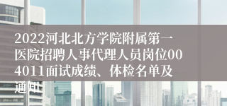 2022河北北方学院附属第一医院招聘人事代理人员岗位004011面试成绩、体检名单及通知