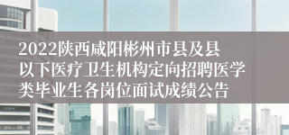 2022陕西咸阳彬州市县及县以下医疗卫生机构定向招聘医学类毕业生各岗位面试成绩公告