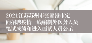 2021江苏苏州市张家港市定向招聘疫情一线编制外医务人员笔试成绩和进入面试人员公示