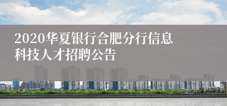 2020华夏银行合肥分行信息科技人才招聘公告