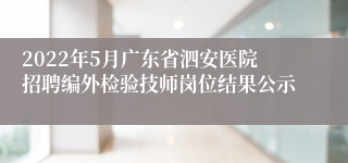 2022年5月广东省泗安医院招聘编外检验技师岗位结果公示