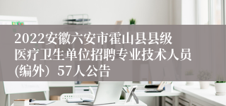 2022安徽六安市霍山县县级医疗卫生单位招聘专业技术人员(编外）57人公告