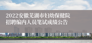 2022安徽芜湖市妇幼保健院招聘编内人员笔试成绩公告