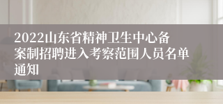 2022山东省精神卫生中心备案制招聘进入考察范围人员名单通知