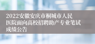 2022安徽安庆市桐城市人民医院面向高校招聘助产专业笔试成绩公告
