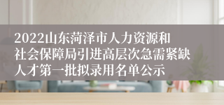 2022山东菏泽市人力资源和社会保障局引进高层次急需紧缺人才第一批拟录用名单公示