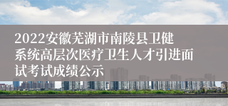 2022安徽芜湖市南陵县卫健系统高层次医疗卫生人才引进面试考试成绩公示