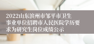 2022山东滨州市邹平市卫生事业单位招聘市人民医院学历要求为研究生岗位成绩公示