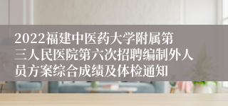 2022福建中医药大学附属第三人民医院第六次招聘编制外人员方案综合成绩及体检通知