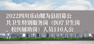 2022四川乐山犍为县招募公共卫生特别服务岗（医疗卫生岗、校医辅助岗）人员110人公告