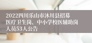 2022四川乐山市沐川县招募医疗卫生岗、中小学校医辅助岗人员53人公告