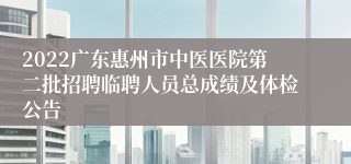 2022广东惠州市中医医院第二批招聘临聘人员总成绩及体检公告