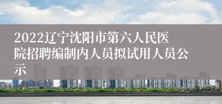 2022辽宁沈阳市第六人民医院招聘编制内人员拟试用人员公示