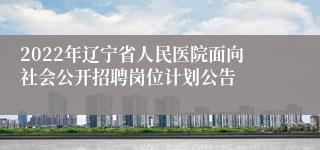 2022年辽宁省人民医院面向社会公开招聘岗位计划公告