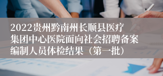 2022贵州黔南州长顺县医疗集团中心医院面向社会招聘备案编制人员体检结果（第一批）