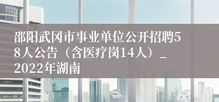 邵阳武冈市事业单位公开招聘58人公告（含医疗岗14人）_2022年湖南