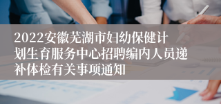 2022安徽芜湖市妇幼保健计划生育服务中心招聘编内人员递补体检有关事项通知