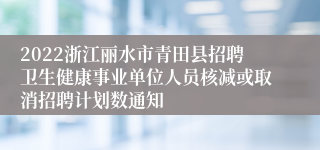 2022浙江丽水市青田县招聘卫生健康事业单位人员核减或取消招聘计划数通知