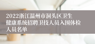2022浙江温州市洞头区卫生健康系统招聘卫技人员入围体检人员名单