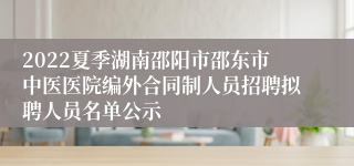 2022夏季湖南邵阳市邵东市中医医院编外合同制人员招聘拟聘人员名单公示