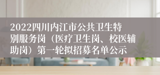 2022四川内江市公共卫生特别服务岗（医疗卫生岗、校医辅助岗）第一轮拟招募名单公示