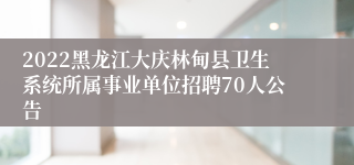 2022黑龙江大庆林甸县卫生系统所属事业单位招聘70人公告