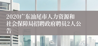 2020广东汕尾市人力资源和社会保障局招聘政府聘员2人公告