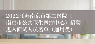 2022江苏南京市第二医院（南京市公共卫生医疗中心）招聘进入面试人员名单（通用类）