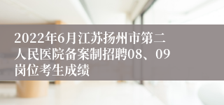 2022年6月江苏扬州市第二人民医院备案制招聘08、09岗位考生成绩