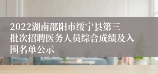 2022湖南邵阳市绥宁县第三批次招聘医务人员综合成绩及入围名单公示