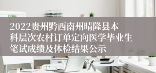 2022贵州黔西南州晴隆县本科层次农村订单定向医学毕业生笔试成绩及体检结果公示