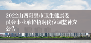 2022山西阳泉市卫生健康委员会事业单位招聘岗位调整补充公告