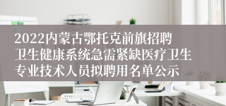 2022内蒙古鄂托克前旗招聘卫生健康系统急需紧缺医疗卫生专业技术人员拟聘用名单公示